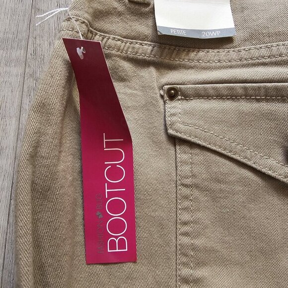 VTG Fashion Bug Khaki Pants Bootcut Tan Plus Size 20WP Pork chop Pockets - Picture 4 of 11